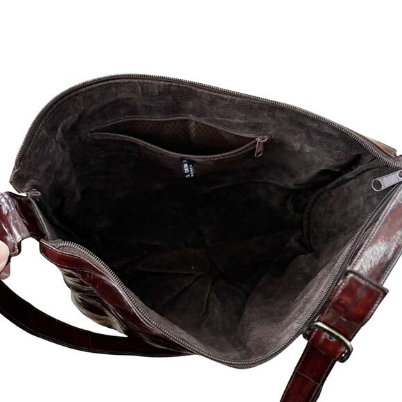 Vintage Genuine Eel Skin Leather Shoulder Bag Brown – Made in Korea - Picture 7 of 15